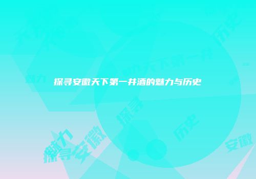 探寻安徽天下第一井酒的魅力与历史