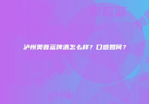 泸州奥普蓝啤酒怎么样？口感如何？