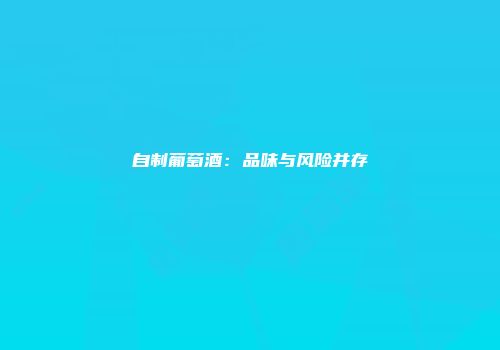 自制葡萄酒：品味与风险并存