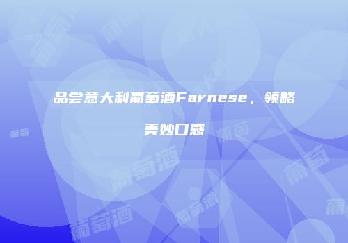 品尝意大利葡萄酒Farnese，领略美妙口感