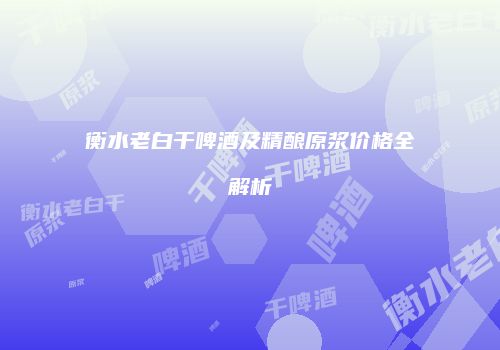 衡水老白干啤酒及精酿原浆价格全解析