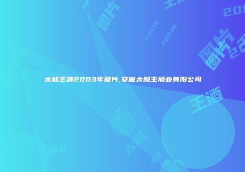 太和王酒2003年图片,安徽太和王酒业有限公司