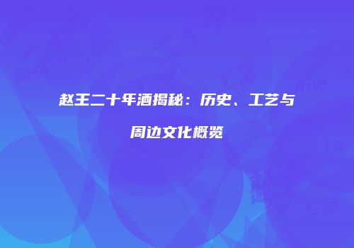 赵王二十年酒揭秘：历史、工艺与周边文化概览