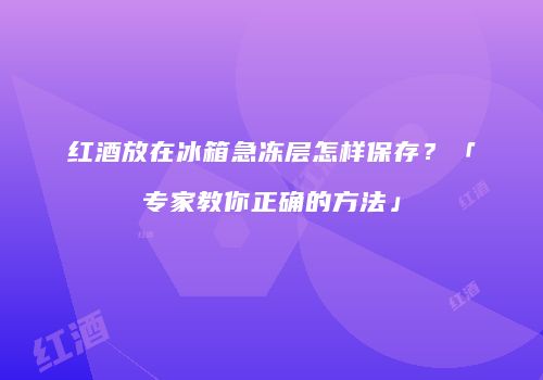 红酒放在冰箱急冻层怎样保存？「专家教你正确的方法」