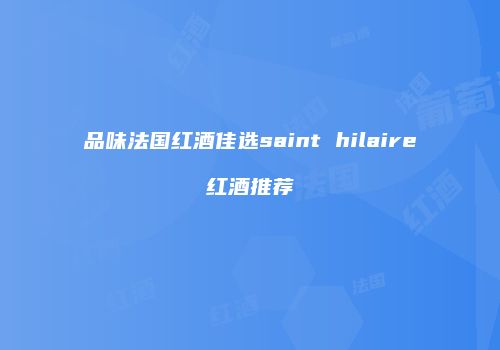 品味法国红酒佳选saint hilaire红酒推荐