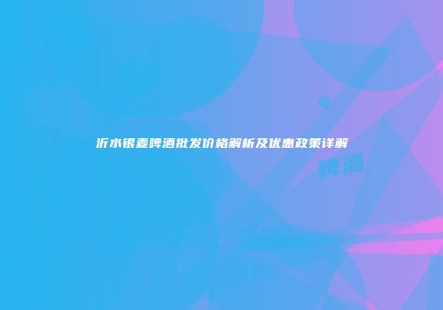 沂水银麦啤酒批发价格解析及优惠政策详解