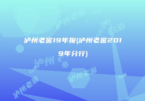 泸州老窖19年报(泸州老窖2019年分行)
