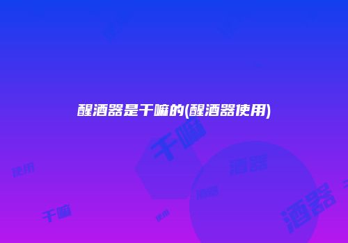 醒酒器是干嘛的(醒酒器使用)