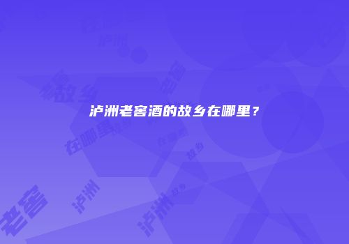 泸洲老窖酒的故乡在哪里？