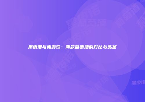 黑皮诺与赤霞珠：两款葡萄酒的对比与品鉴