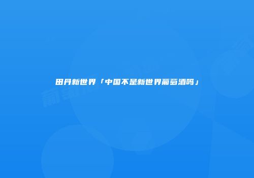 田丹新世界「中国不是新世界葡萄酒吗」