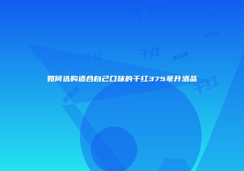 如何选购适合自己口味的干红375毫升酒品