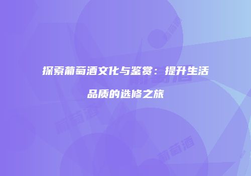 探索葡萄酒文化与鉴赏：提升生活品质的选修之旅