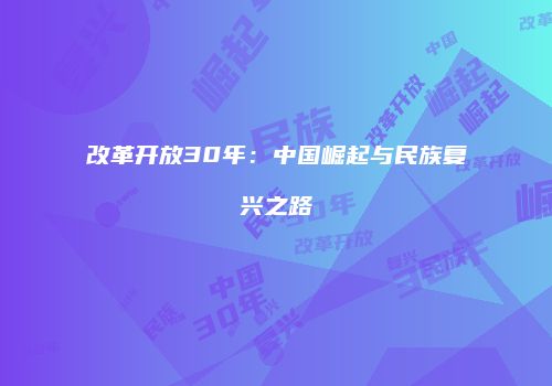改革开放30年：中国崛起与民族复兴之路