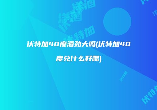 伏特加40度酒劲大吗(伏特加40度兑什么好喝)