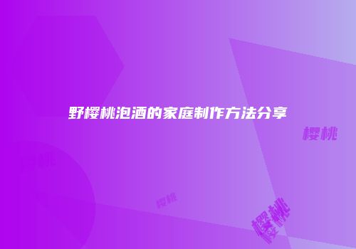 野樱桃泡酒的家庭制作方法分享