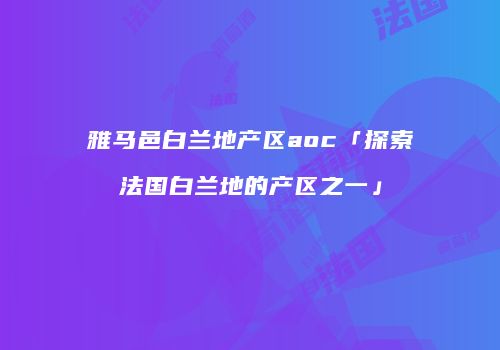 雅马邑白兰地产区aoc「探索法国白兰地的产区之一」