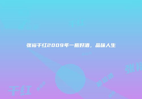 张裕干红2009年一瓶好酒，品味人生