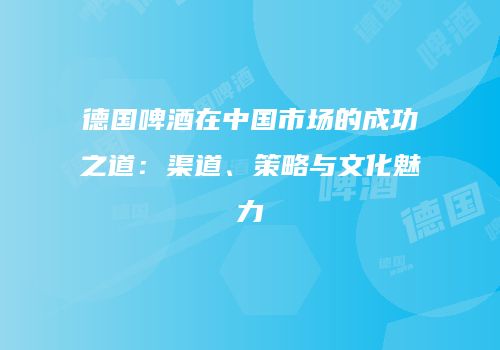 德国啤酒在中国市场的成功之道：渠道、策略与文化魅力