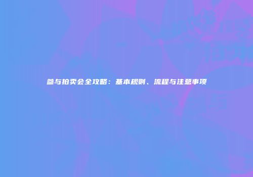 参与拍卖会全攻略：基本规则、流程与注意事项