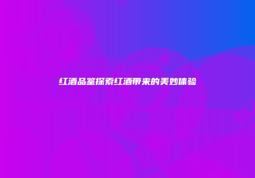 红酒品鉴探索红酒带来的美妙体验