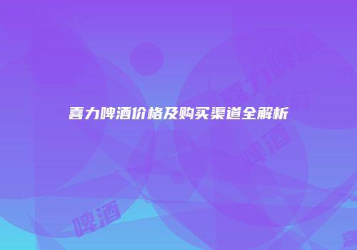 喜力啤酒价格及购买渠道全解析