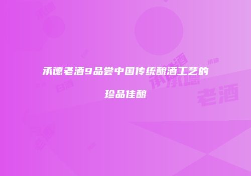 承德老酒9品尝中国传统酿酒工艺的珍品佳酿