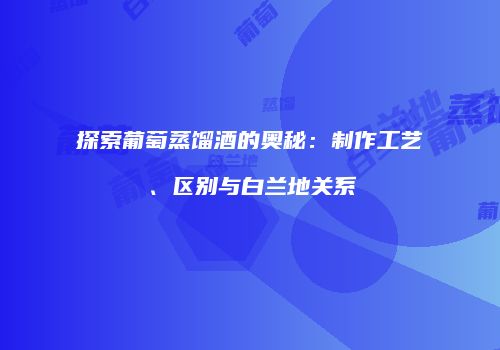 探索葡萄蒸馏酒的奥秘：制作工艺、区别与白兰地关系