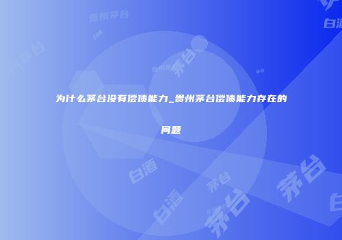 为什么茅台没有偿债能力_贵州茅台偿债能力存在的问题