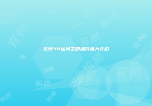 兖州38运河之都酒价格大介绍