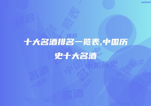 十大名酒排名一览表,中国历史十大名酒