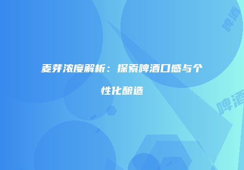 麦芽浓度解析：探索啤酒口感与个性化酿造