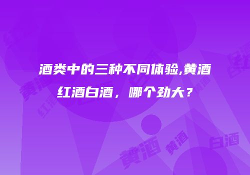 酒类中的三种不同体验,黄酒红酒白酒，哪个劲大？