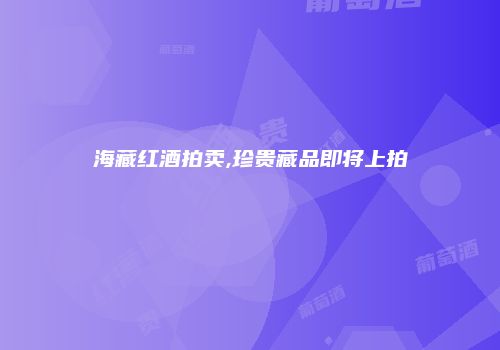 海藏红酒拍卖,珍贵藏品即将上拍