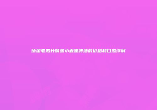 德国老船长精酿小麦黑啤酒的价格和口感详解