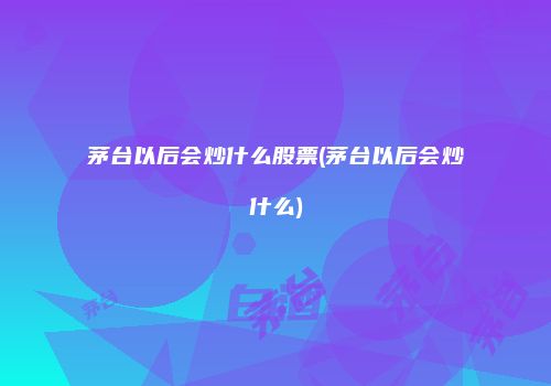 茅台以后会炒什么股票(茅台以后会炒什么)