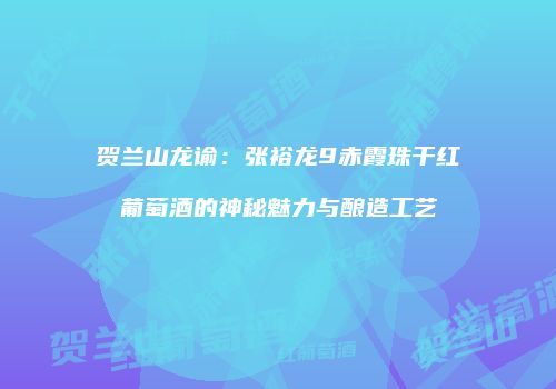 贺兰山龙谕：张裕龙9赤霞珠干红葡萄酒的神秘魅力与酿造工艺