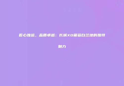 匠心独运，品质卓越：长城XO葡萄白兰地的独特魅力