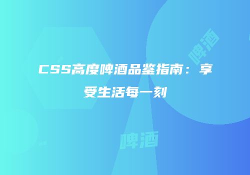 CSS高度啤酒品鉴指南：享受生活每一刻