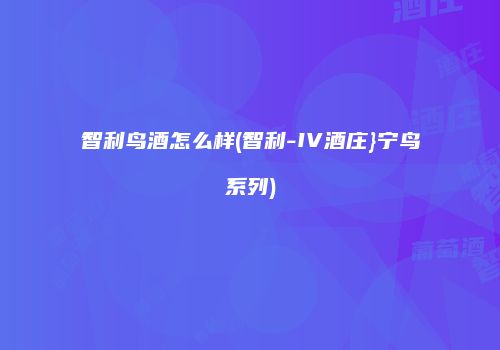智利鸟酒怎么样(智利-IV酒庄}宁鸟系列)
