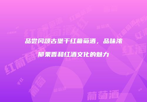 品尝冈颂古堡干红葡萄酒，品味浓郁果香和红酒文化的魅力