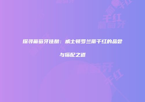 探寻葡萄牙佳酿：威士顿罗兰蒂干红的品尝与搭配之道