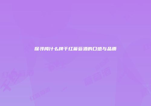 探寻梅什么牌干红葡萄酒的口感与品质