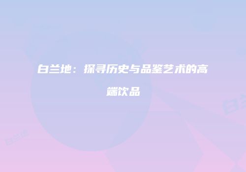 白兰地：探寻历史与品鉴艺术的高端饮品