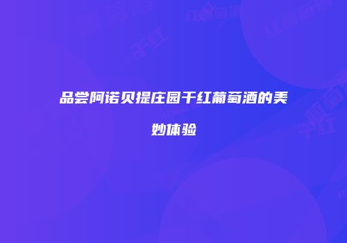 品尝阿诺贝提庄园干红葡萄酒的美妙体验
