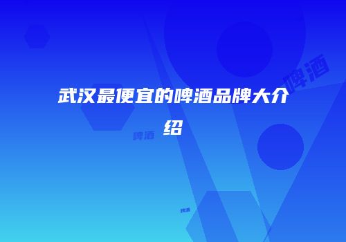 武汉最便宜的啤酒品牌大介绍