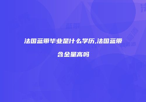 法国蓝带毕业是什么学历,法国蓝带含金量高吗