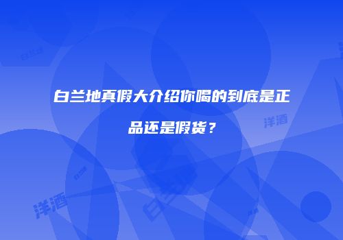白兰地真假大介绍你喝的到底是正品还是假货？