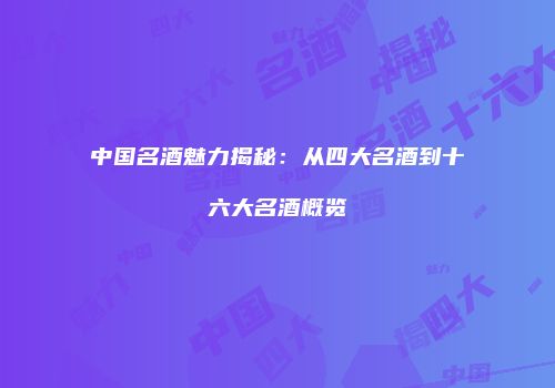 中国名酒魅力揭秘：从四大名酒到十六大名酒概览