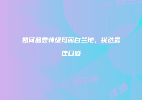 如何品尝特级玛丽白兰地，挑选最佳口感